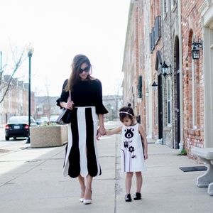 Victoria Beckham Black/ White Stripe Tulip skirt